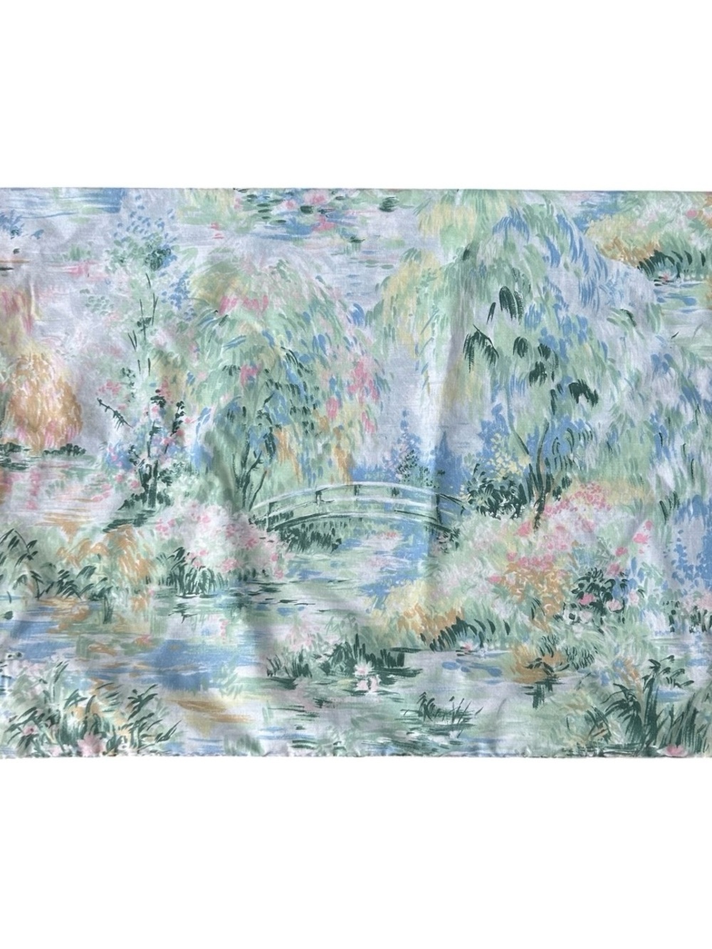 VTG Monet's Water Lillies Impressionist Standard Pillowcase Multicolor 80s